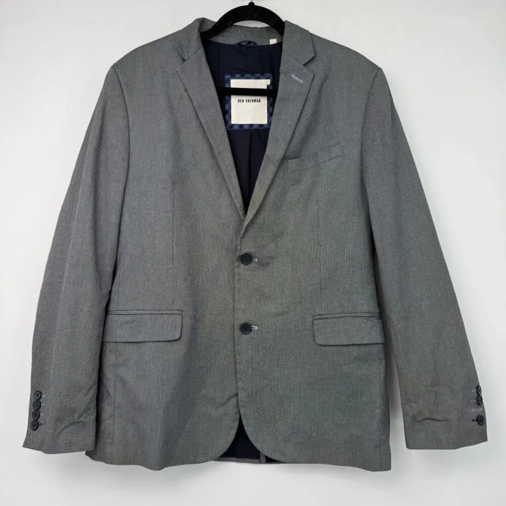 Ben Sherman Men's L Gray Classic Fit 2-Button Sport Coat Blazer